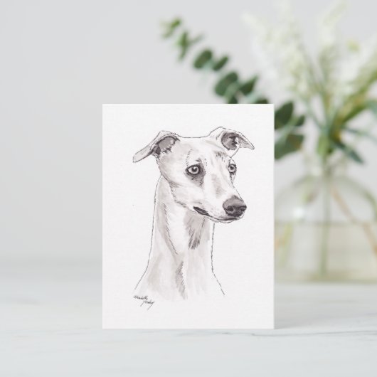 Whippet Dog Art Briefkaart (Staand voorkant)