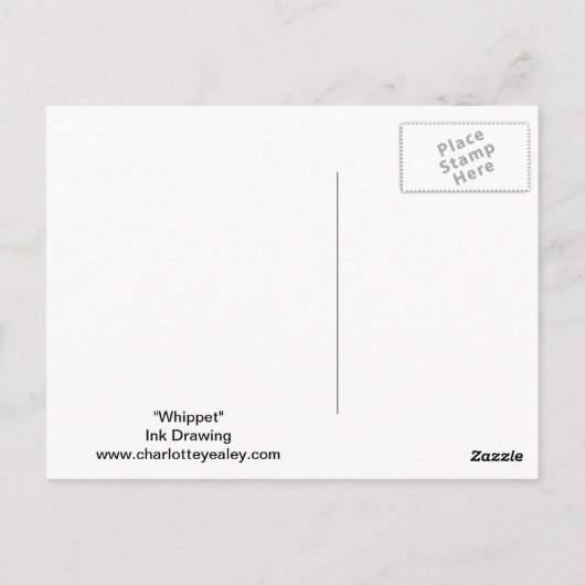 Whippet Dog Art Briefkaart (Achterkant)