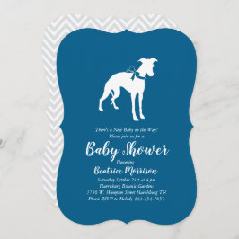 Whippet Dog Baby shower Boy Blue Kaart