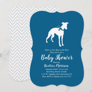 Whippet Dog Baby shower Boy Blue Kaart