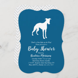 Whippet Dog Baby shower Boy Blue Kaart