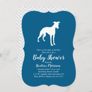 Whippet Dog Baby shower Boy Blue Kaart