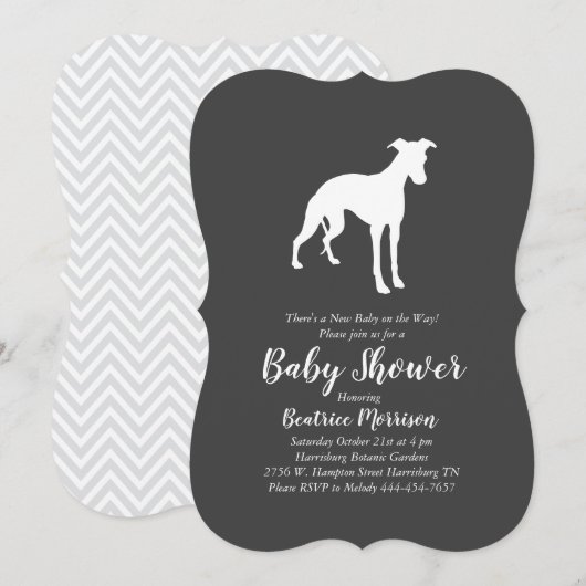 Whippet Dog Baby shower Genderneutraal Kaart (Voorkant / Achterkant)