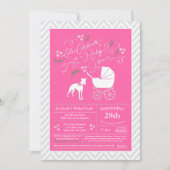 Whippet Dog Baby shower Girl Pink Kaart (Voorkant)