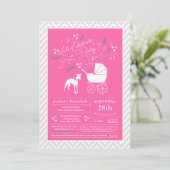 Whippet Dog Baby shower Girl Pink Kaart (Staand voorkant)