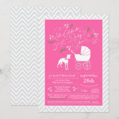 Whippet Dog Baby shower Girl Pink Kaart (Voorkant / Achterkant)