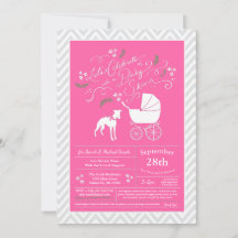 Whippet Dog Baby shower Girl Pink
