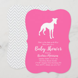 Whippet Dog Baby shower Girl Pink Kaart