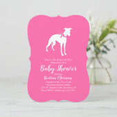 Whippet Dog Baby shower Girl Pink Kaart (Staand voorkant)