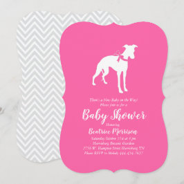 Whippet Dog Baby shower Girl Pink Kaart