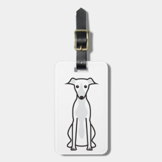 Whippet Dog Cartoon Bagagelabel