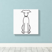 Whippet Dog Cartoon Canvas Afdruk (Insitu (Houten vloer))