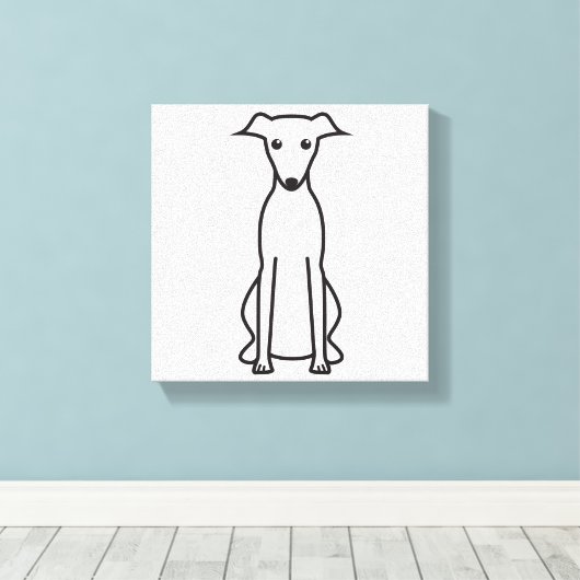 Whippet Dog Cartoon Canvas Afdruk (Insitu (Houten vloer))