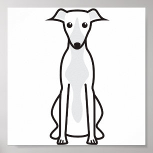 Whippet Dog Cartoon Poster