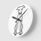 Whippet Dog Cartoon Ronde Klok (Hoek)