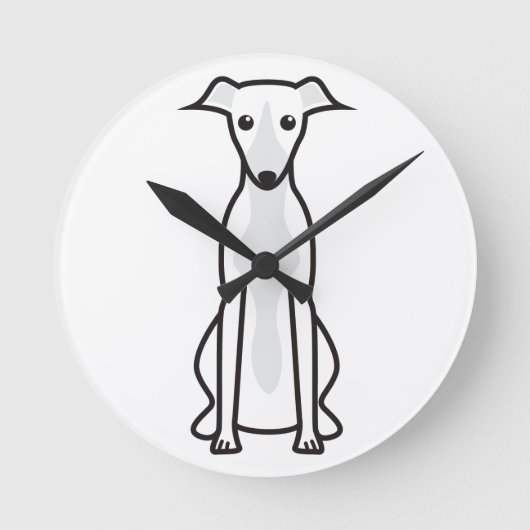 Whippet Dog Cartoon Ronde Klok (Voorkant)