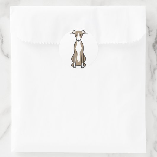 Whippet Dog Cartoon Ronde Sticker (Tas)