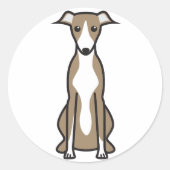Whippet Dog Cartoon Ronde Sticker (Voorkant)