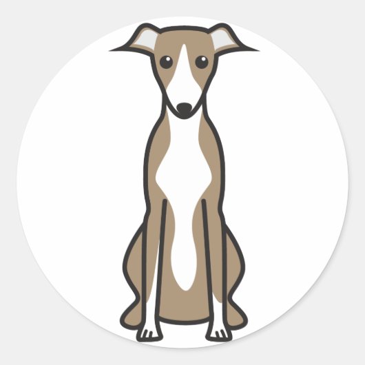 Whippet Dog Cartoon Ronde Sticker (Voorkant)