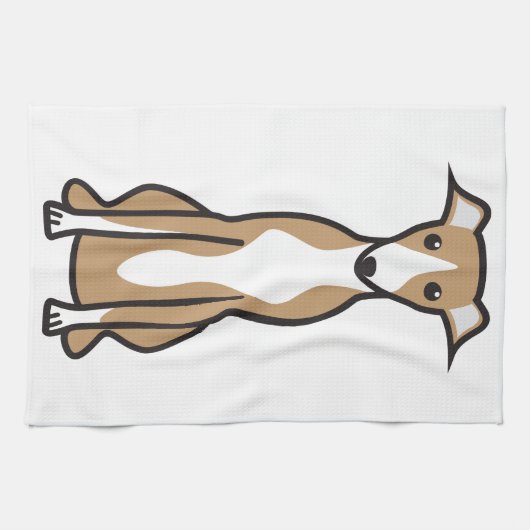 Whippet Dog Cartoon Theedoek (Horizontaal)