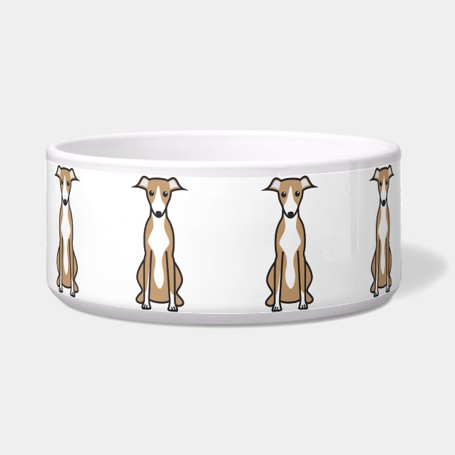 Whippet Dog Cartoon Voerbakje (Voorkant)