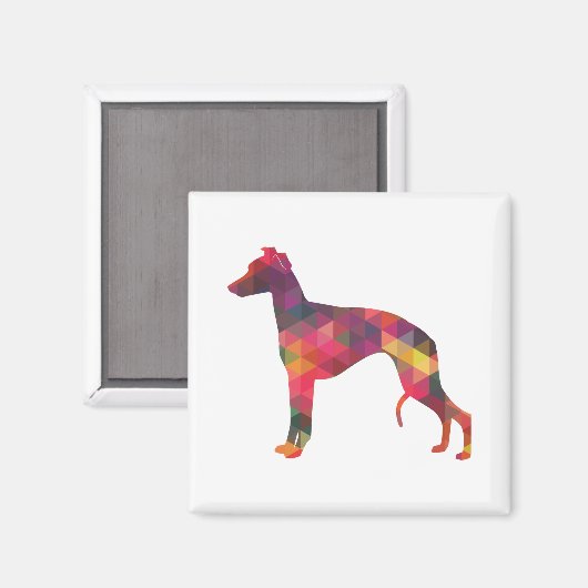 Whippet Dog Geometric Pattern Silhouette Multi Magneet (Voorkant / Achterkant)
