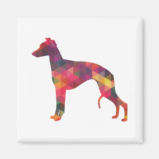 Whippet Dog Geometric Pattern Silhouette Multi Magneet (Voorkant)