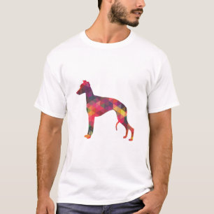 Whippet Dog Geometric Pattern Silhouette Multi T-shirt