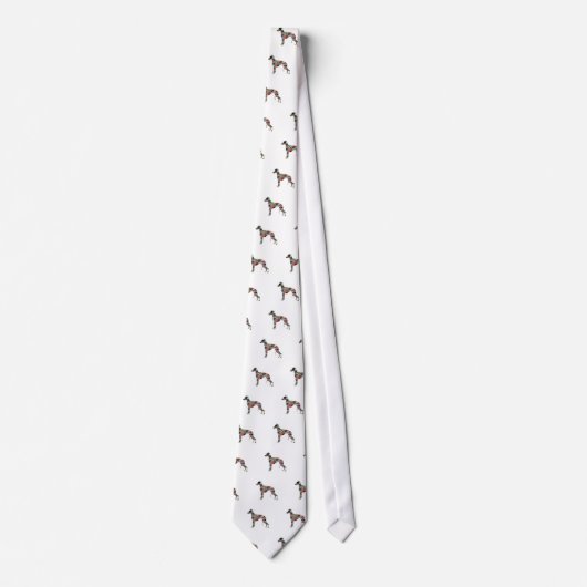 Whippet Dog Geometric Pattern Silhouette Pset Stropdas (Voorkant)