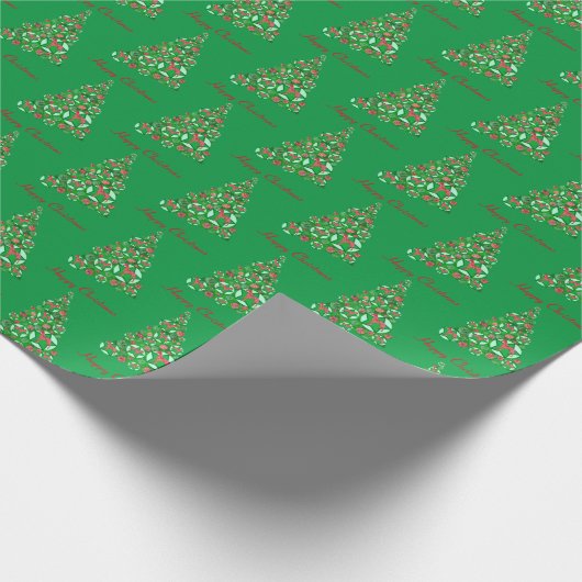 Whippet Dog kerstboomfeestdag groen Cadeaupapier (Hoek)