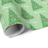 Whippet Dog kerstboomfeestdag groen Cadeaupapier (Rol Hoek)