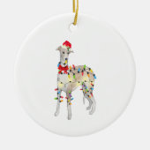 Whippet Dog Kerstmis Licht Pasen Mam Pap Gifts Keramisch Ornament (Voorkant)