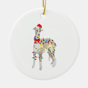 Whippet Dog Kerstmis Licht Pasen Mam Pap Gifts Keramisch Ornament