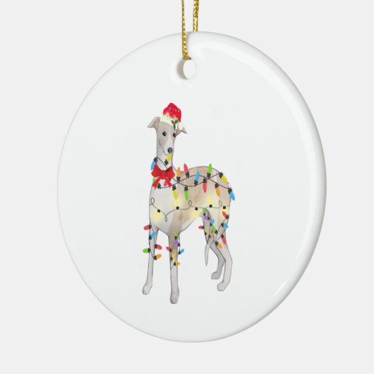 Whippet Dog Kerstmis Licht Pasen Mam Pap Gifts Keramisch Ornament (Links)