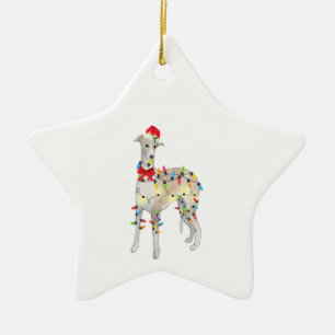 Whippet Dog Kerstmis Licht Pasen Mam Pap Gifts Keramisch Ornament