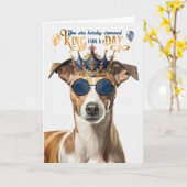 Whippet Dog King voor Dag Grappige Verjaardag Kaart (Gele Bloem)