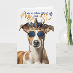 Whippet Dog King voor Dag Grappige Verjaardag Kaart