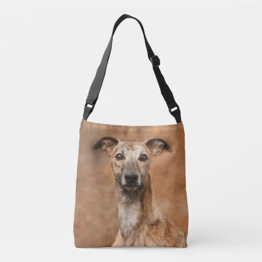 Whippet Dog Naam toevoegen Crossbody Tas (Achterkant)