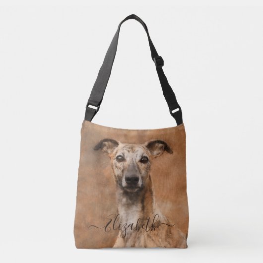 Whippet Dog Naam toevoegen Crossbody Tas (Voorkant)