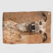 Whippet Dog Naam toevoegen Golfhanddoek (Horizontaal)