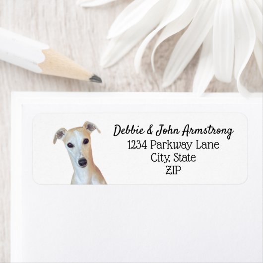 Whippet Dog Puppy Fokker Retouradres Etiket (Insitu)