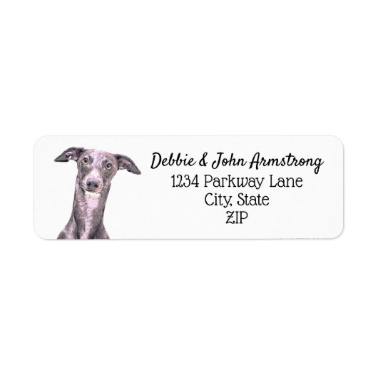 Whippet Dog Puppy Fokker Retouradres Etiket (Voorkant)