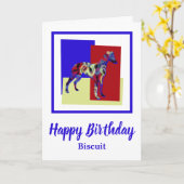 Whippet Dog Red Blue Yellow Birthday Kaart (Gele Bloem)