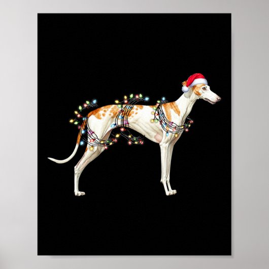 Whippet Dog Santa Claus Pet Kerstlicht Poster (Voorkant)