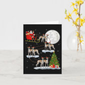 Whippet Dog Santa Sleigh Flying Funny Magical Chri Kaart (Gele Bloem)