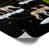 Whippet Dog Santa Sleigh Flying Funny Magical Chri Poster (Hoek)