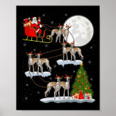 Whippet Dog Santa Sleigh Flying Funny Magical Chri Poster (Voorkant)