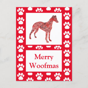 Whippet Dog Silhouet Rood Vrolijk Kerstfeest Briefkaart