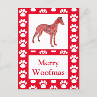 Whippet Dog Silhouet Rood Vrolijk Kerstfeest Briefkaart