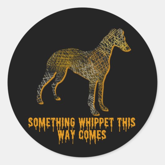 Whippet Dog Silhouette Fun Halloween Ronde Sticker (Voorkant)